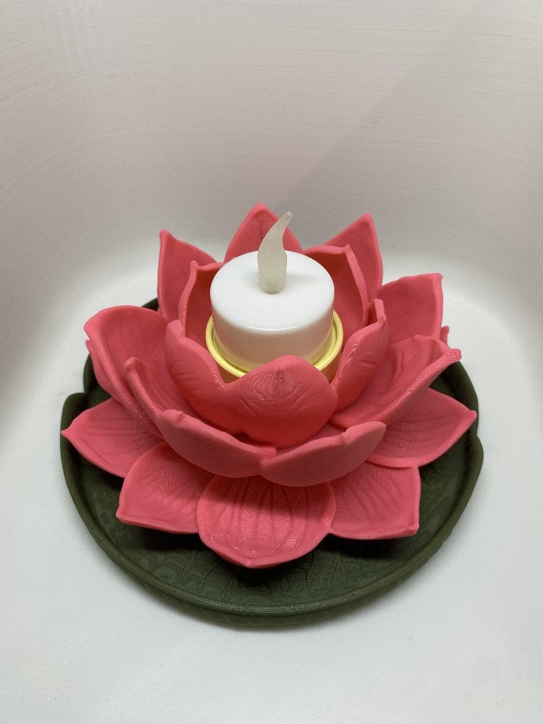 Lotus theelichthouder (LED!), Kunststof, Nieuw, Ophalen of Verzenden, Roze