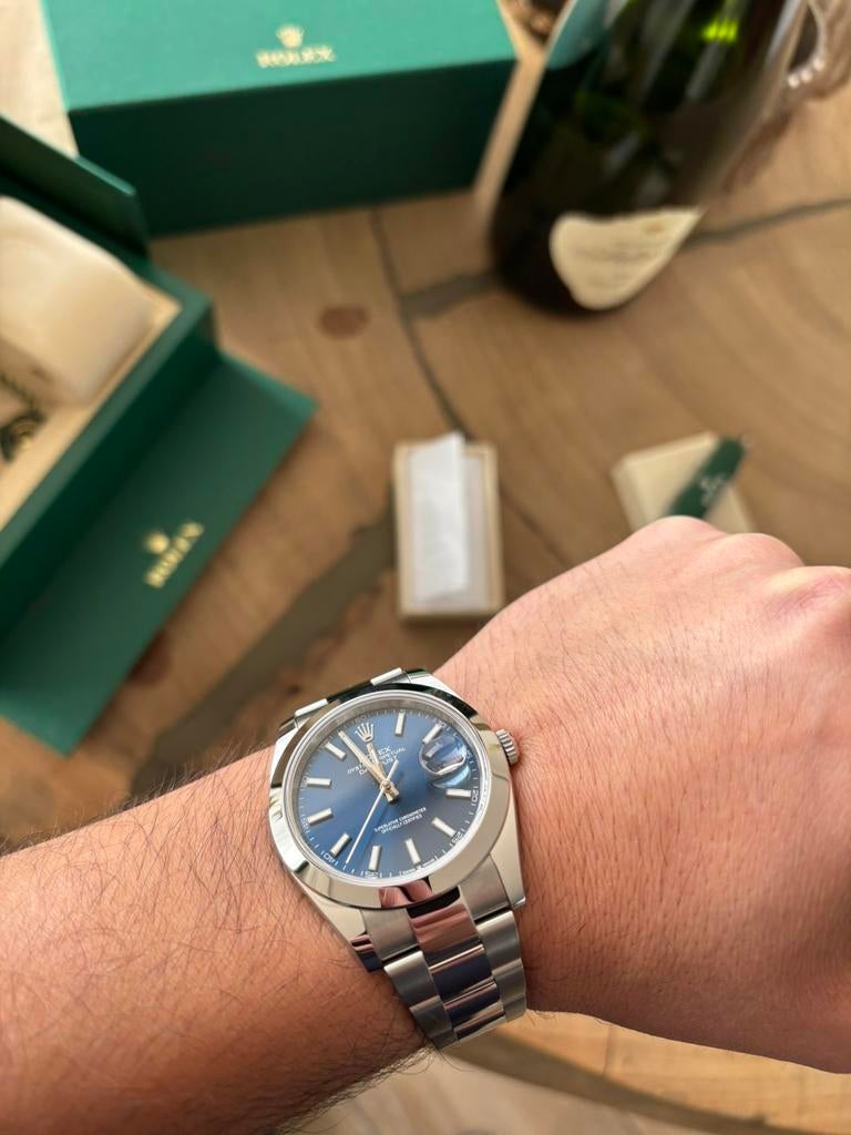 Rolex Datejust 41 blauw NIEUW FULLSET!, Handtassen en Accessoires, Horloges | Heren, Ophalen of Verzenden, Nieuw, Rolex