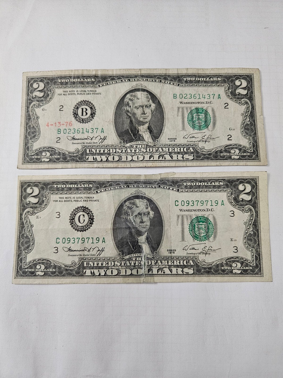 Set de 2 dollars pour l'année 1976 des États-Unis, Timbres & Monnaies, Billets de banque | Amérique, Enlèvement ou Envoi, Amérique du Nord