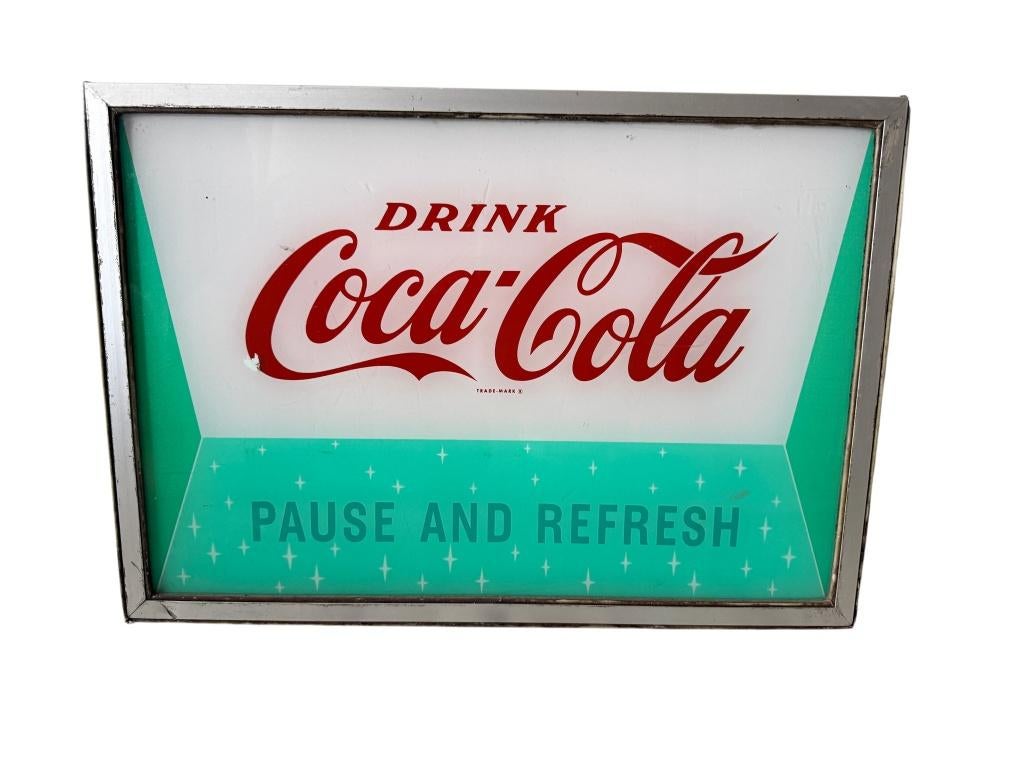 Enseigne lumineuse Coca-Cola originale – années 50, Collections, Marques & Objets publicitaires, Utilisé, Panneau publicitaire