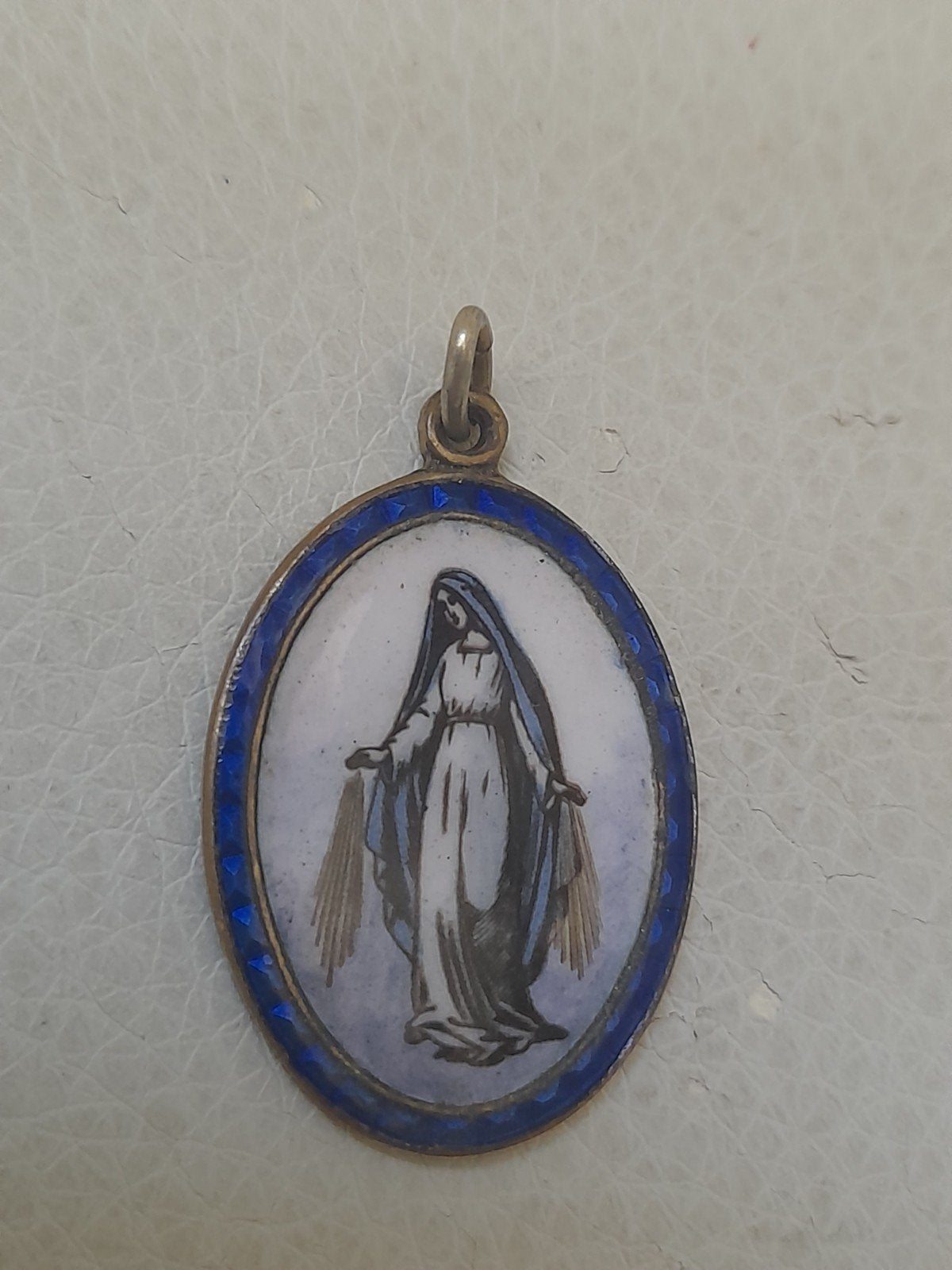 Pendentif émaillé vierge marie ancien, Antiquités & Art
