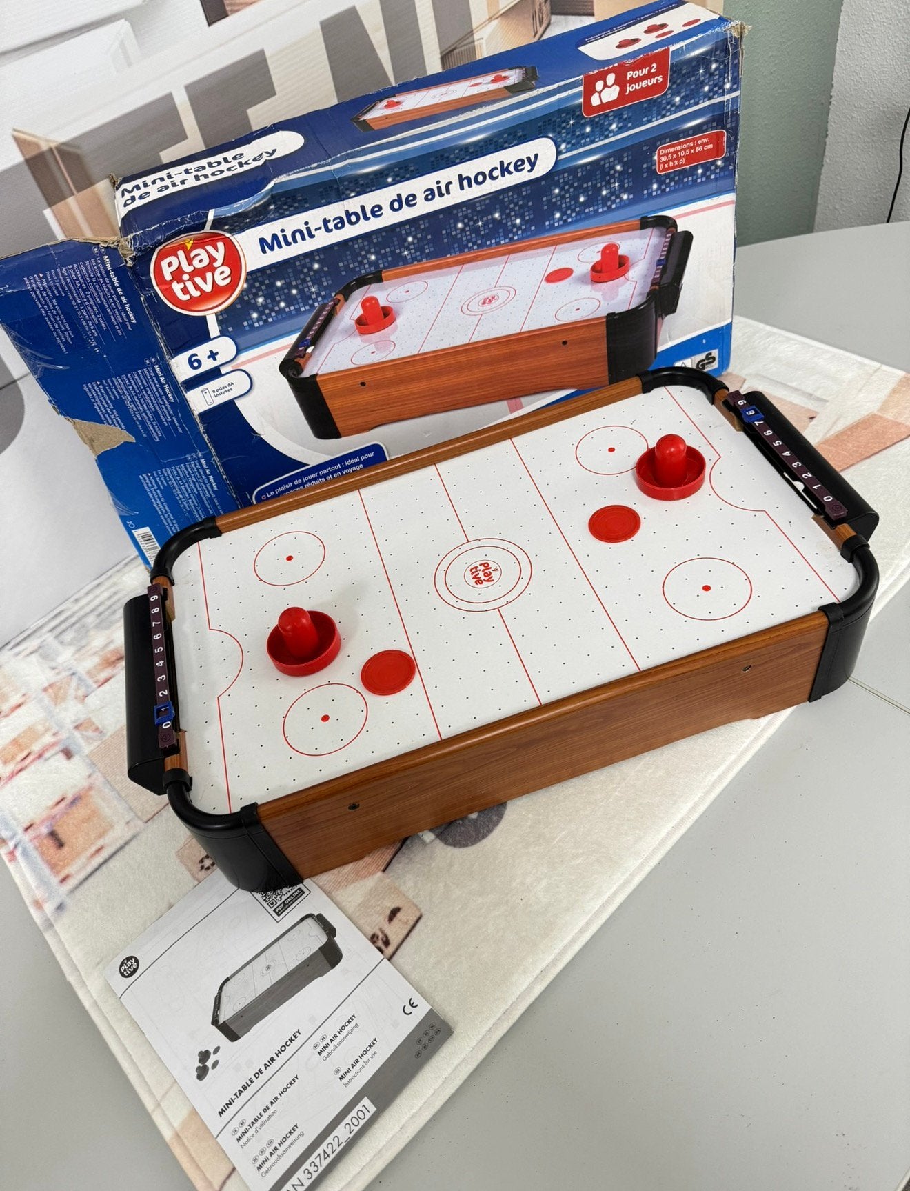 Mini table de hockey sur air 56 x 30,5 cm, compacte, 1 ou 2 joueurs, Enlèvement ou Envoi, Neuf