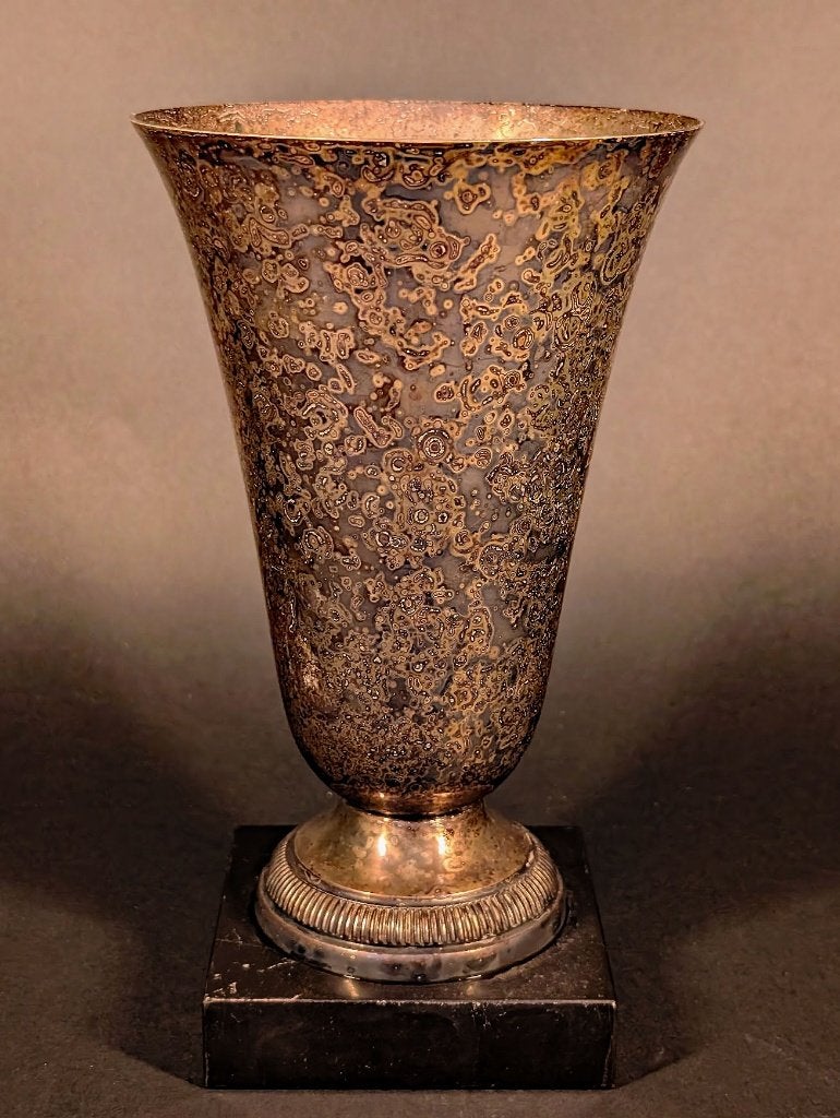 Antique Patinated Silver-Plated Metal Coupe, Verzenden