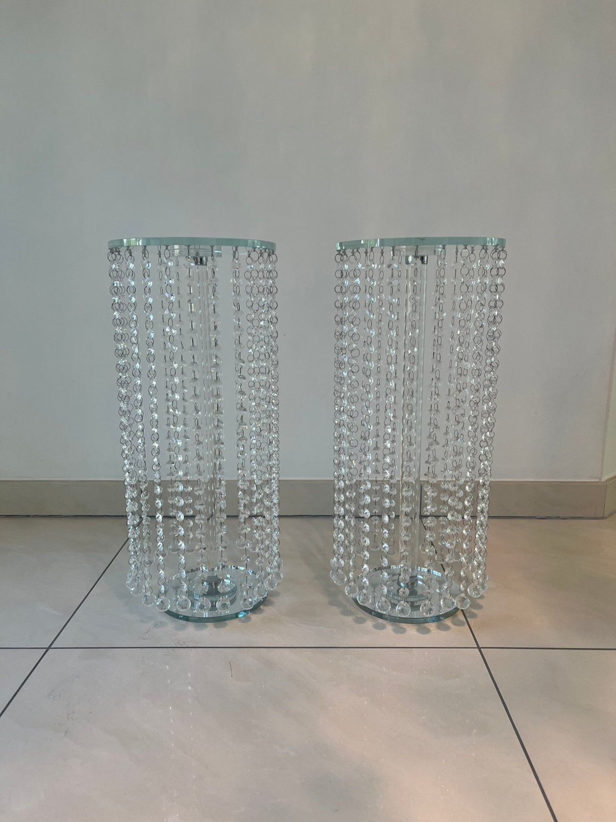 Superbes supports de table et colonnes à fleurs en cristal, Maison & Meubles, Enlèvement, Comme neuf