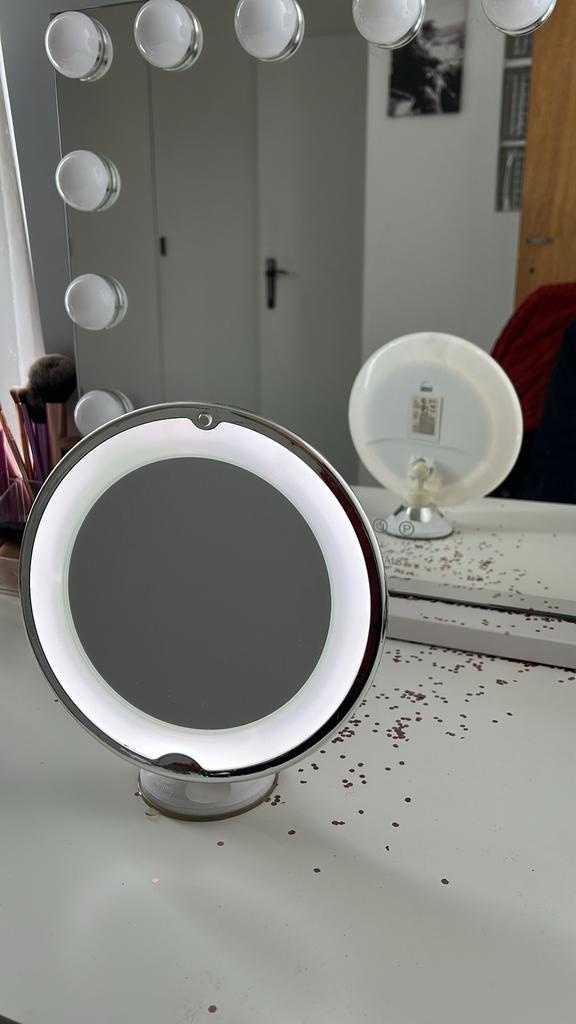 Zoom spiegel met led licht, Ophalen, Zo goed als nieuw, Rond