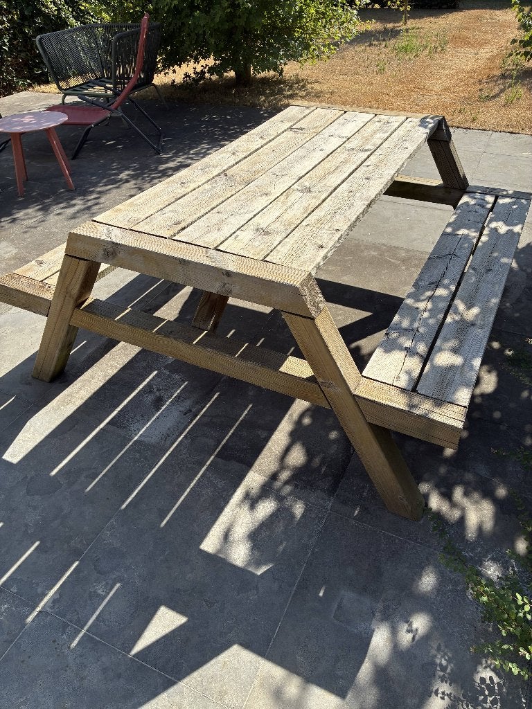 Picknicktafel, Ophalen, Gebruikt, Rechthoekig, Hout