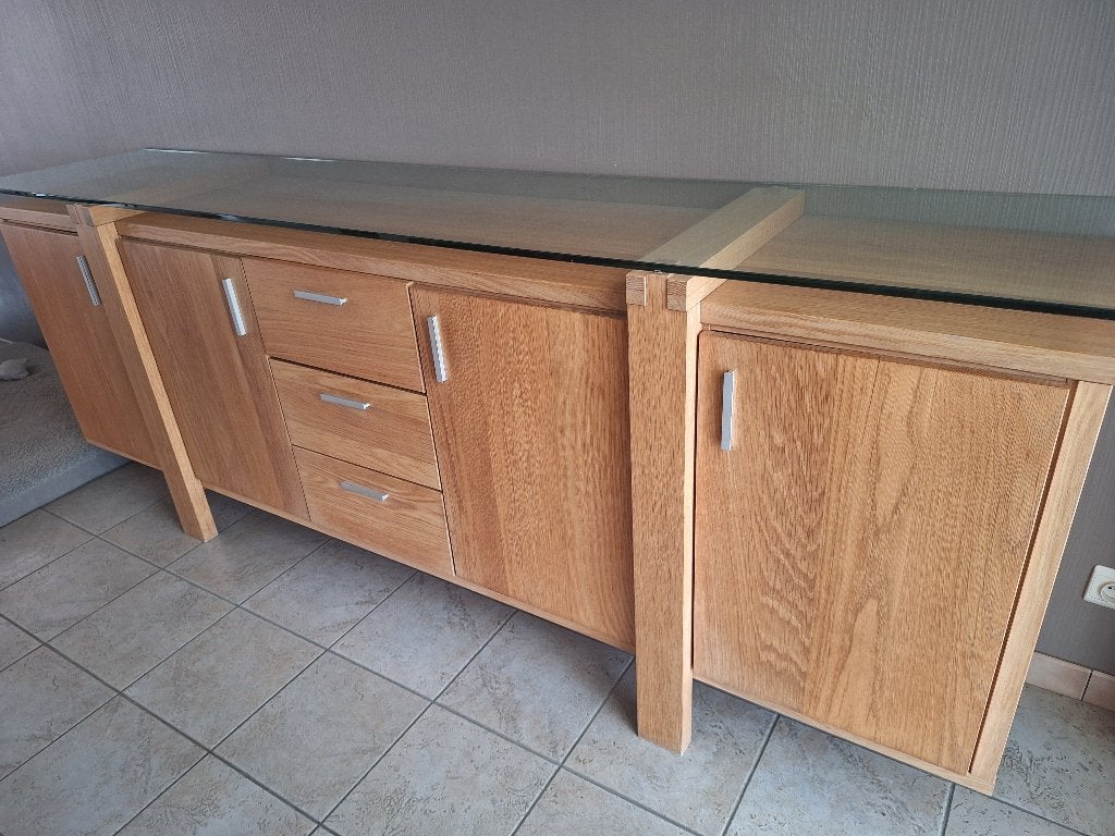 Gratis DRESSOIR + tafel en stoelen, Ophalen, Gebruikt, Met lade(s), 200 cm of meer