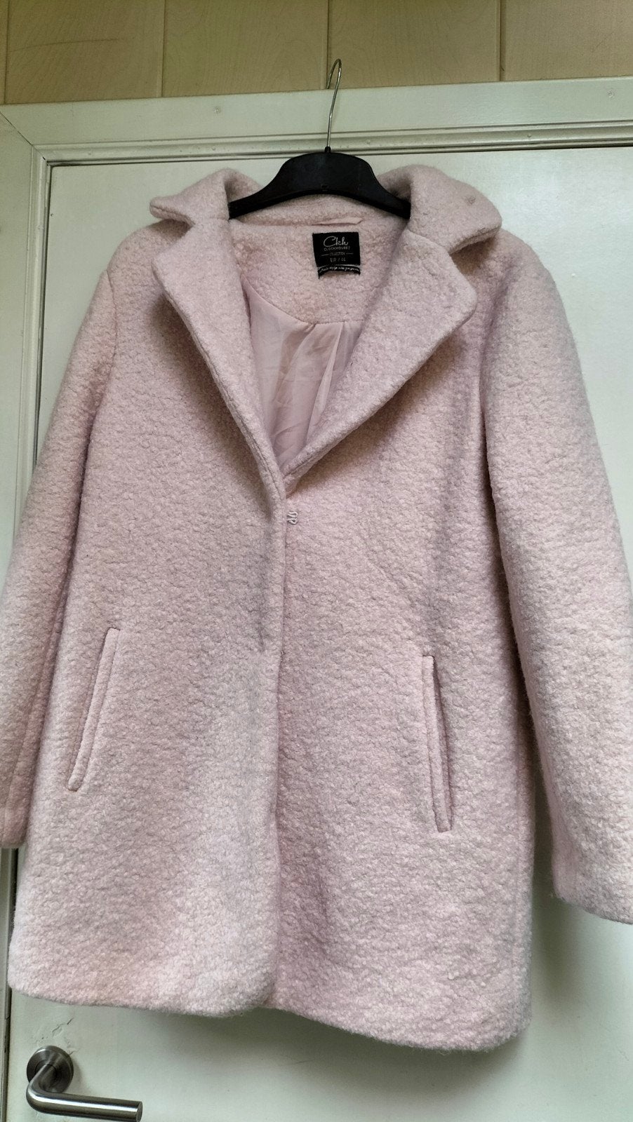 Lichtroze winterjas in boucle 44, Kleding | Dames, Ophalen of Verzenden