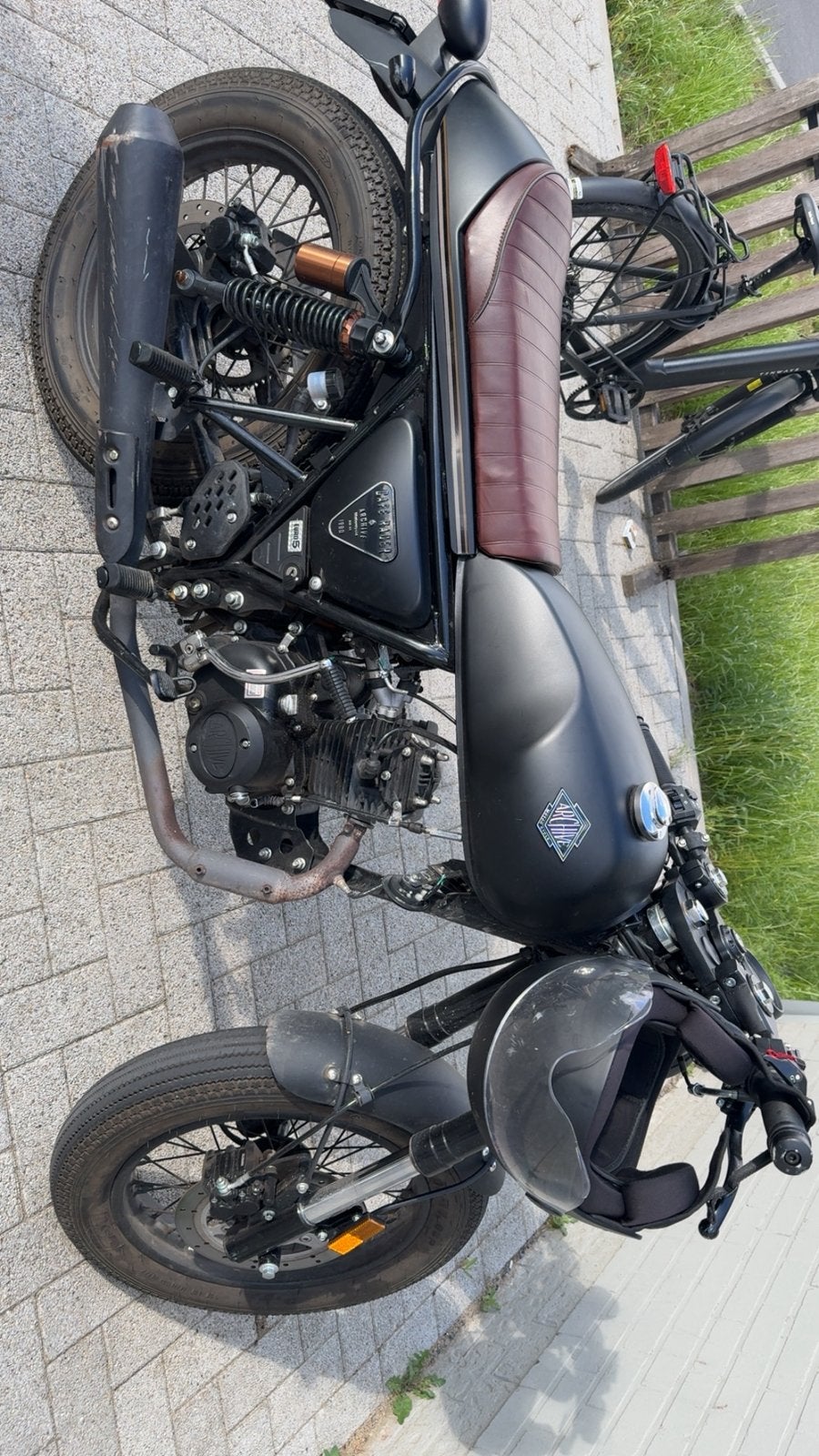 Archive cafe racer 50cc , zwart ( bruin leder zadel), Ophalen of Verzenden, Zo goed als nieuw, Uitlaat