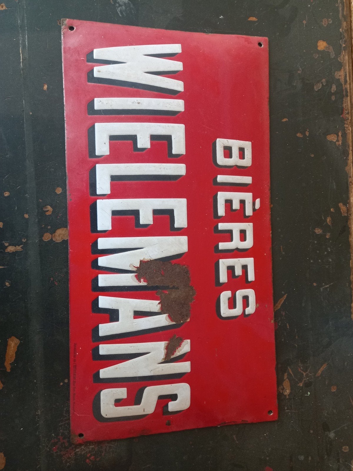 brouwerij Wielemans emaille, Ophalen, Gebruikt, Reclamebord