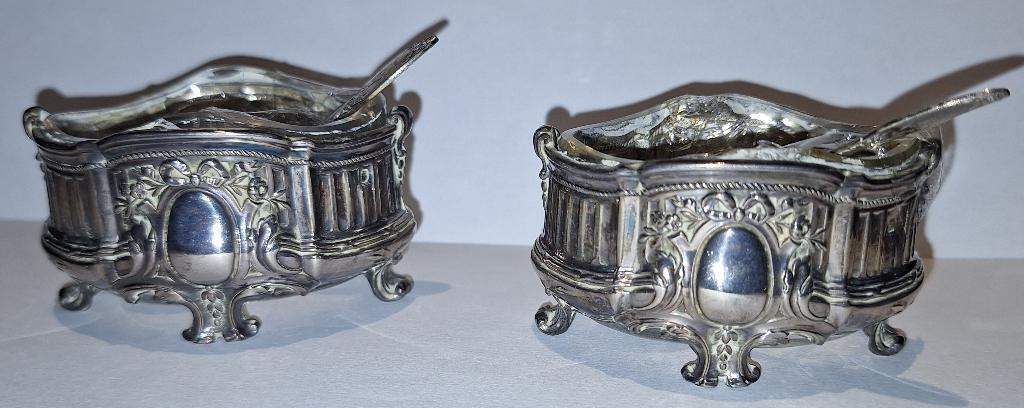 Zilver massief Minerve Zoutvatjes Salerons, Antiek en Kunst, Ophalen