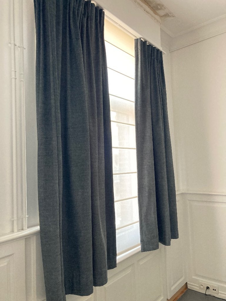 Gordijnen, Ophalen, Grijs, 150 cm, Fluweel