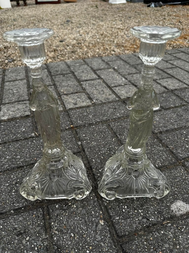 Glazen kandelaars, Antiek en Kunst, Ophalen, Glas