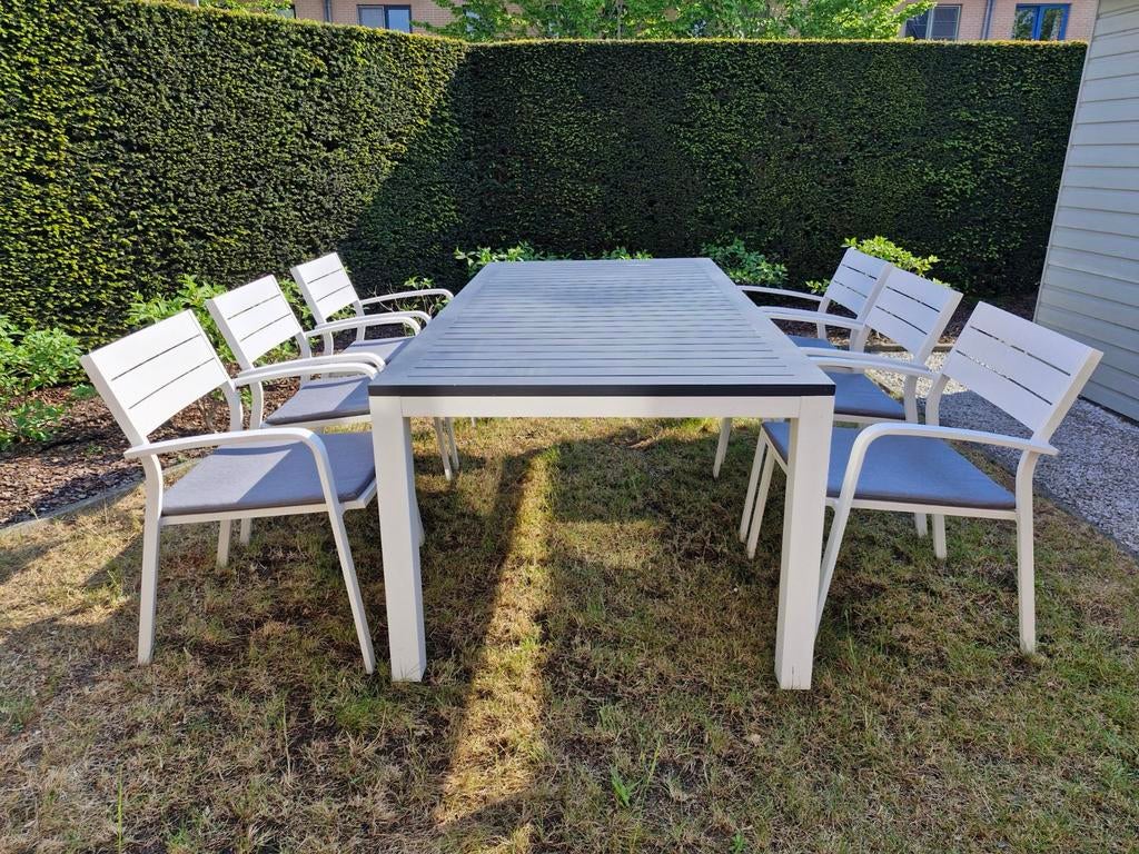 Mooie complete tuinset merk: Bristol, zwart-wit met kussens., Tuin en Terras, Tuinsets en Loungesets, Ophalen, Tuinset