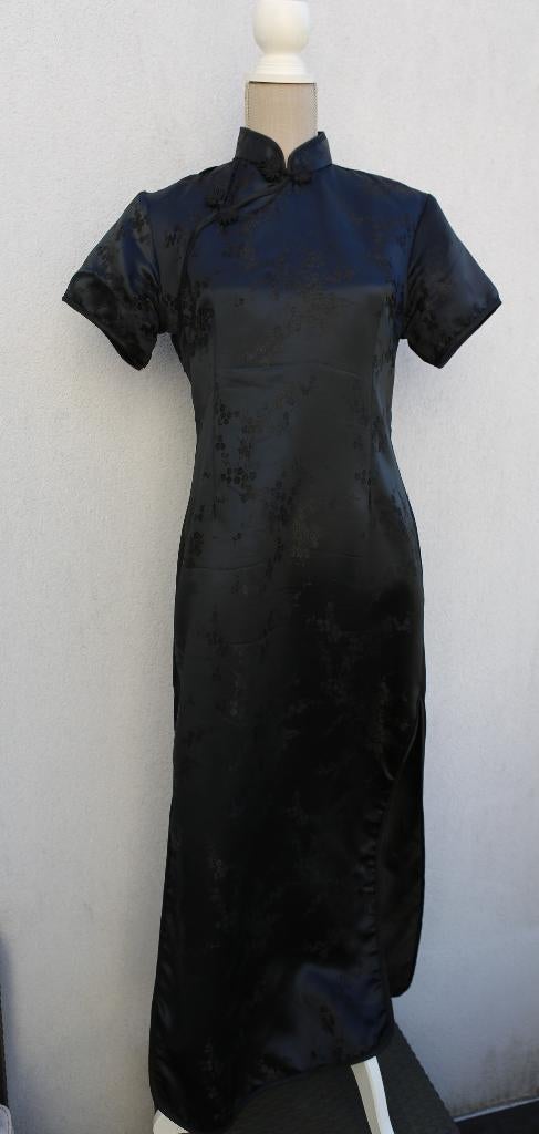 Mooie oosterse zwarte zijden jurk maat L, Maat 38/40 (M), Moda Oriente, Zwart, Ophalen of Verzenden