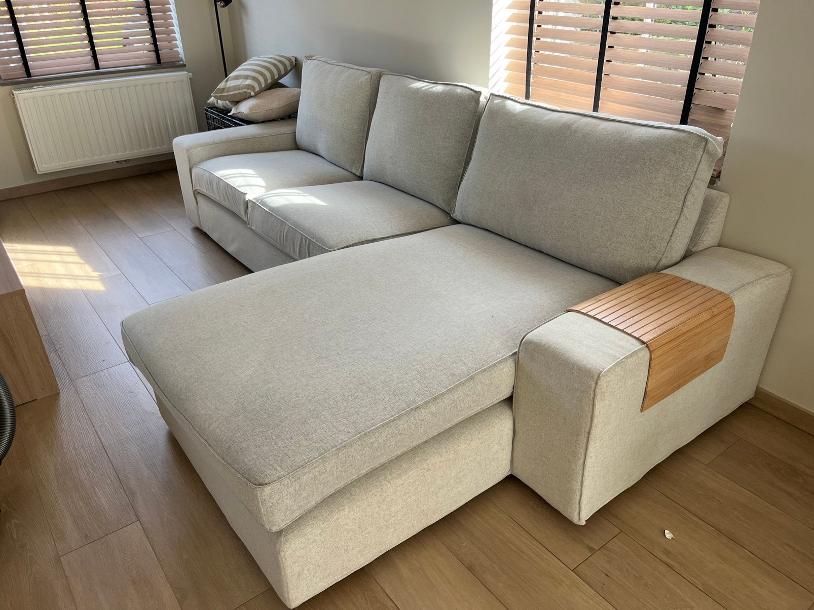 IKEA 3-zits hoekzetel met chaise longue, beige, Ophalen, Zo goed als nieuw
