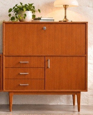 Vintage kast in teak ,kan samen gekocht woden met ladenkast, Ophalen