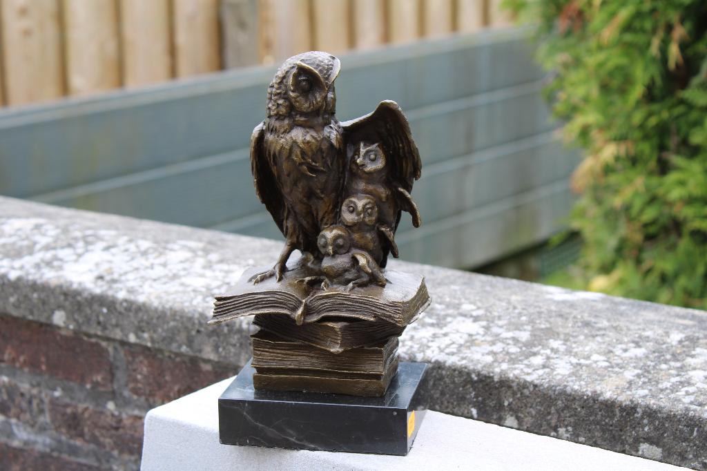 uil en deze kleintjes op gesigneerde bronzen boeken., Ophalen of Verzenden, Brons