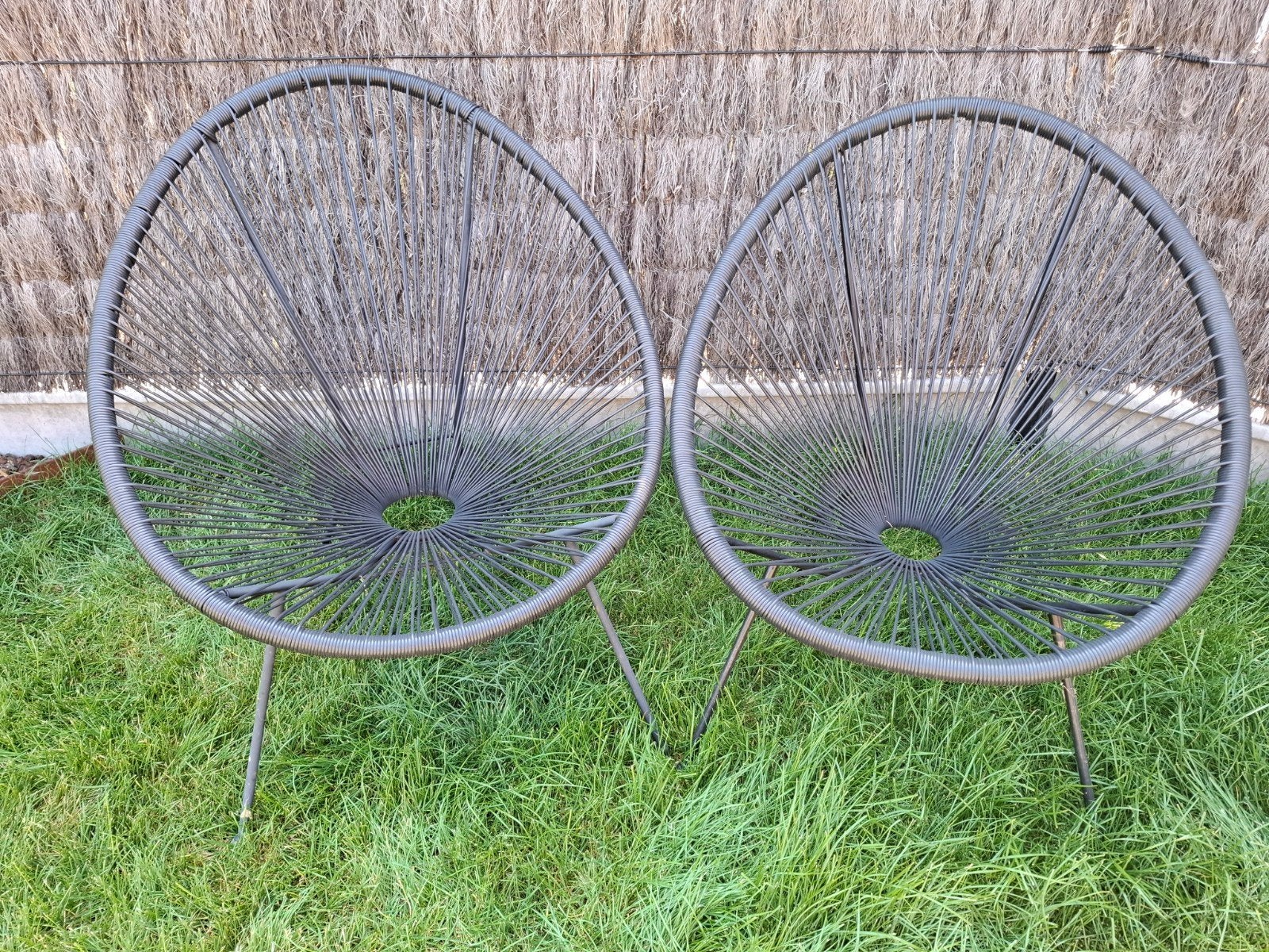 2 zwarte Acapulco stoelen, Tuin en Terras, Tuinstoelen, Ophalen, Zo goed als nieuw