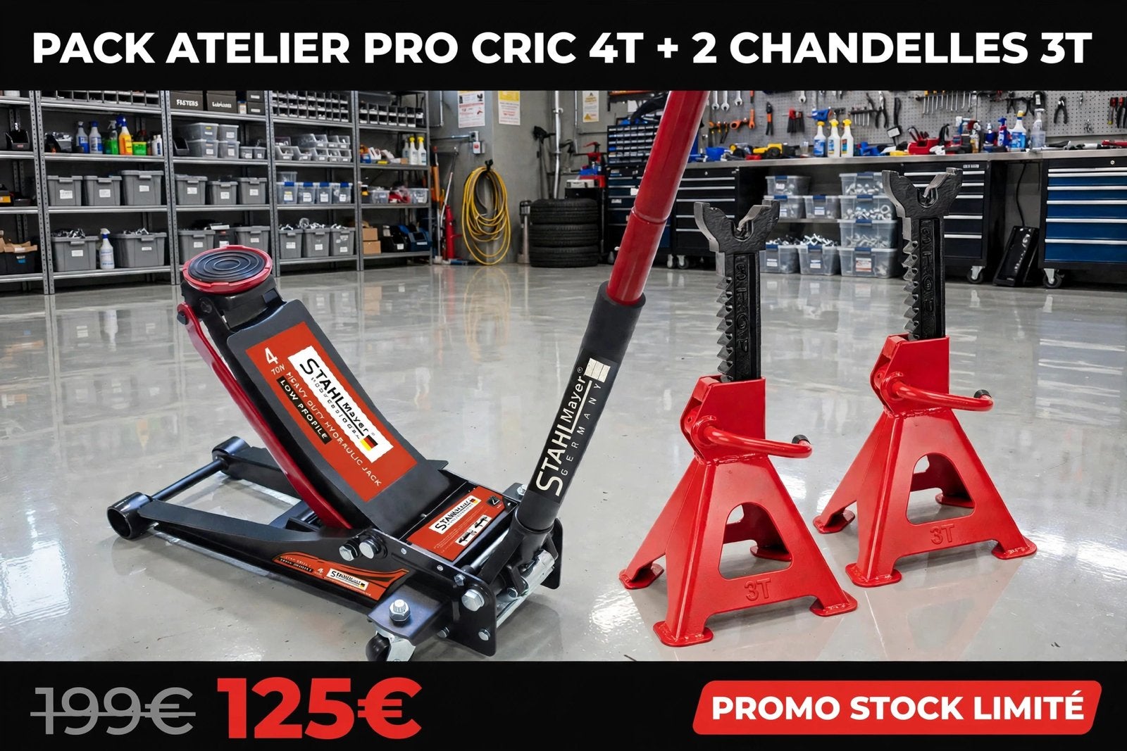 Cric + 2 chandell, Enlèvement, Neuf, Hydraulique, Cric de garage