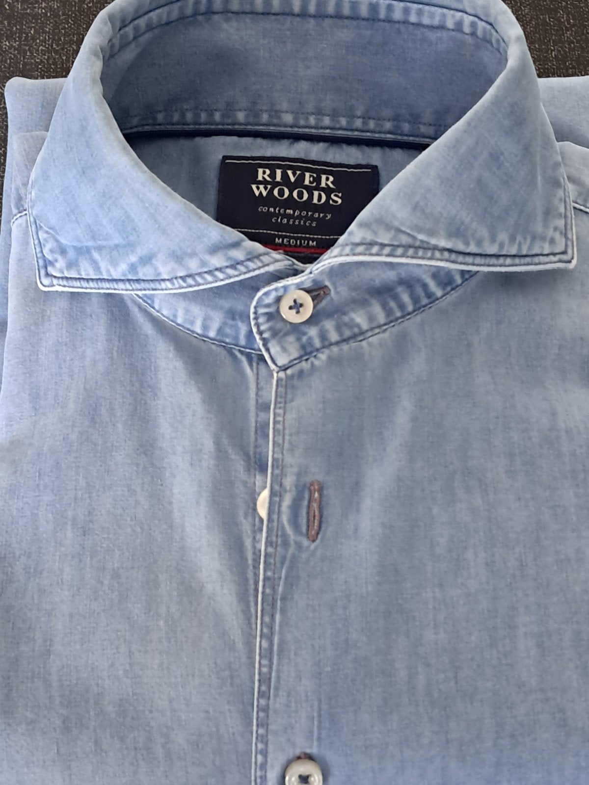 Jeanshemd, River Woods, medium/slim fit, Kleding | Heren, Blauw, River Woods, Gedragen, Halswijdte 39/40 (M)