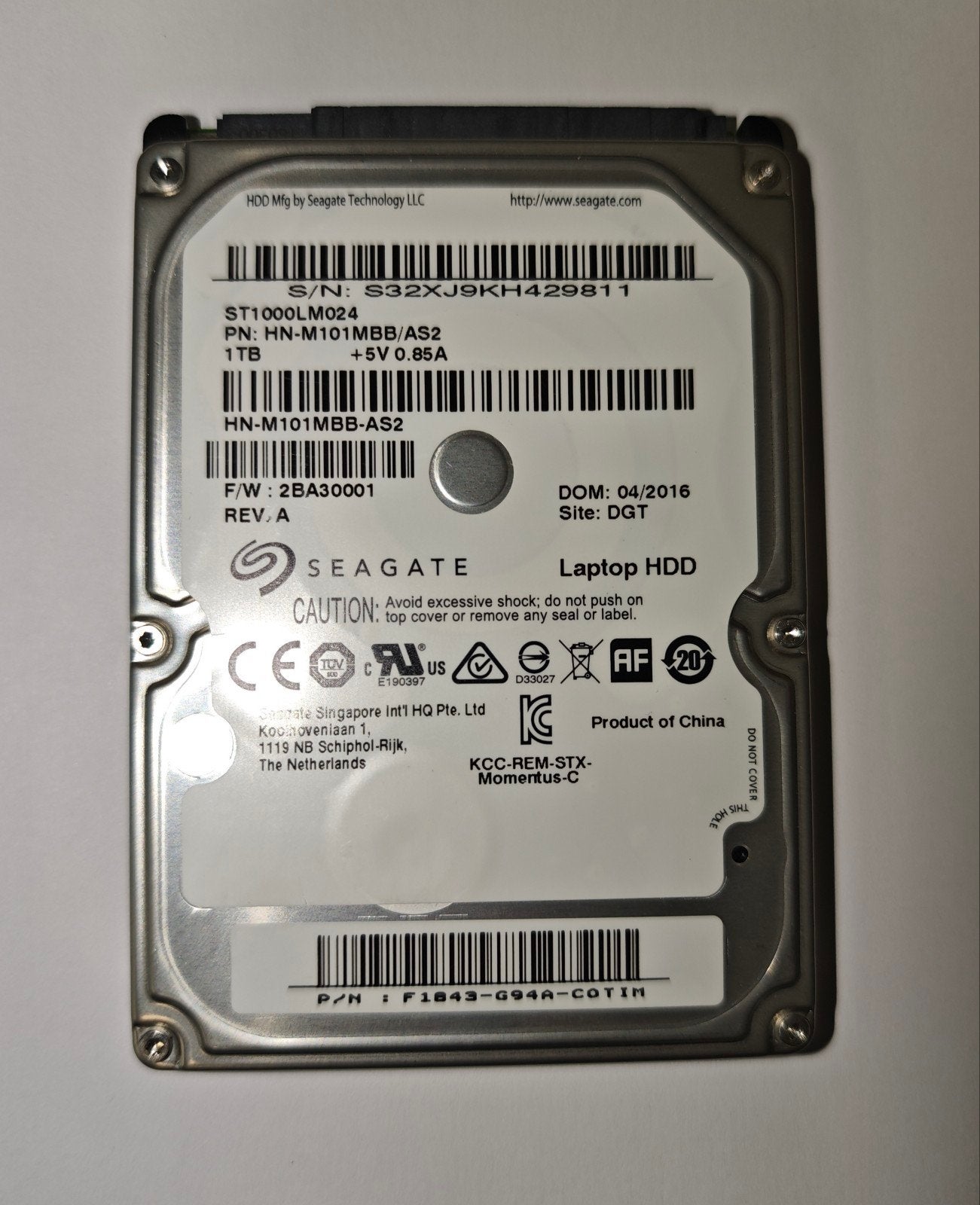 Seagate spinpoint 1TB HDD 2,5 inch, Computers en Software, Harde schijven, Ophalen of Verzenden, HDD