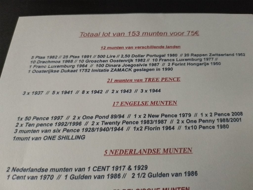 Lot van 153 munten voor 25€, Ophalen of Verzenden, Overige landen, Losse munt