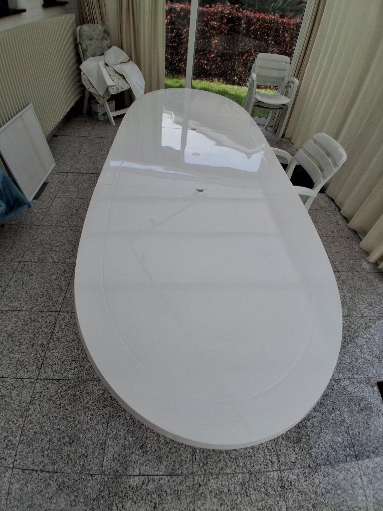 table et chaises de jardin extensibles de la marque Allibert, Enlèvement, Utilisé, Ovale, Plastique