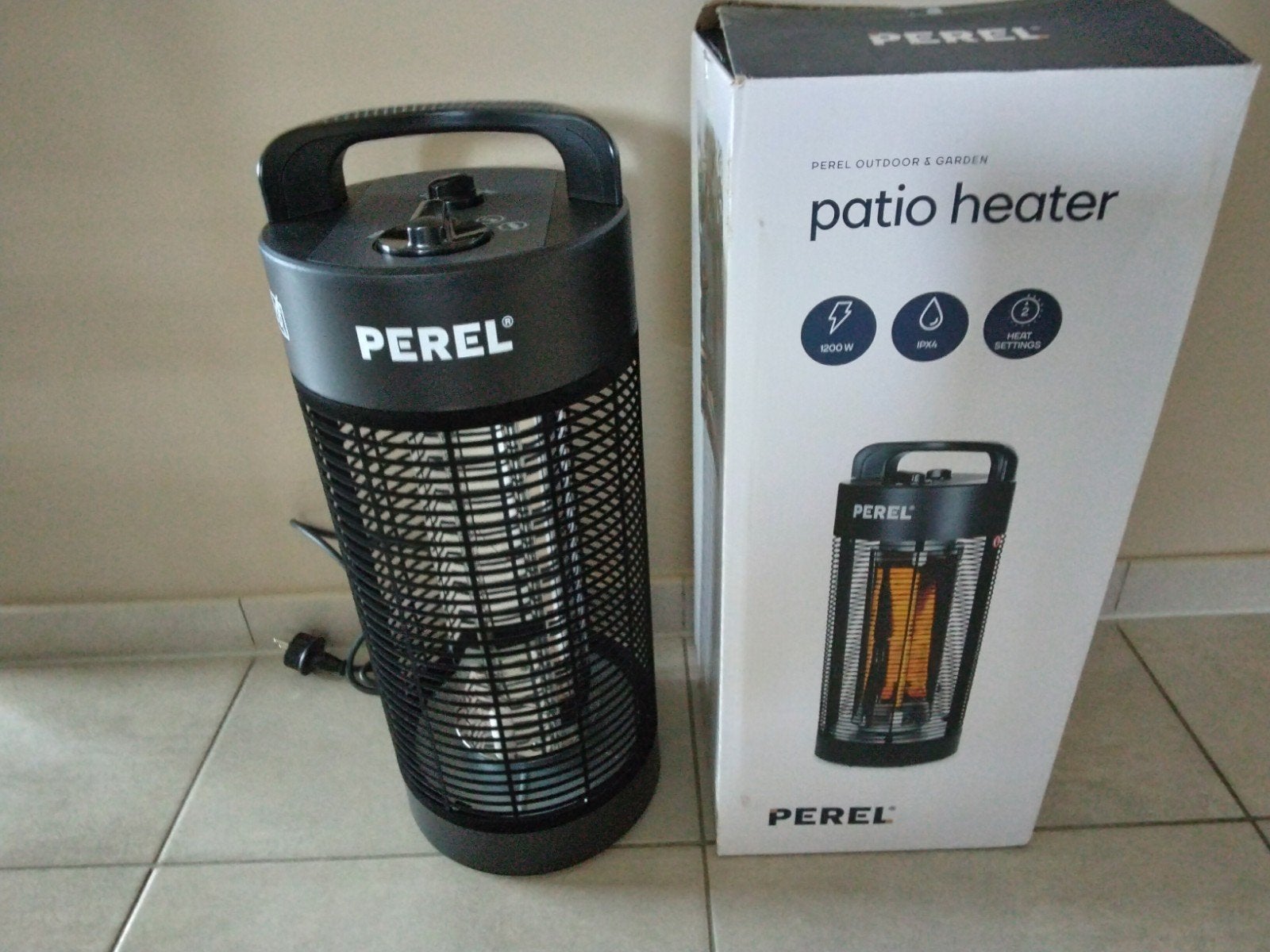 Perel terrasverwarmer/terrasverwarming 1200W-2 standen-oscil, Ophalen