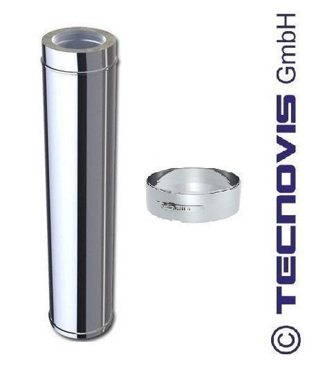 Kachelbuis dubbelwandig inox 150mm - 1m, Ophalen, Zo goed als nieuw, Houtkachel