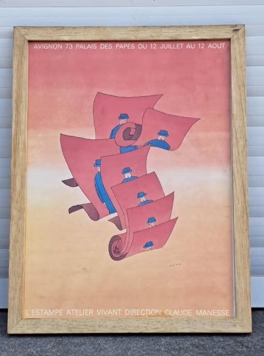 Lithographie avignon 73 de jean michel folon, Antiek en Kunst, Kunst | Litho's en Zeefdrukken, Ophalen of Verzenden, Lithografie