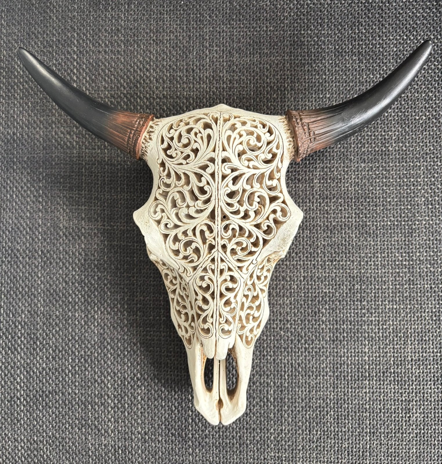 Tête de buffle/ taureau - décoration murale, Beige, 31 cm, 26 cm, Objet de décoration