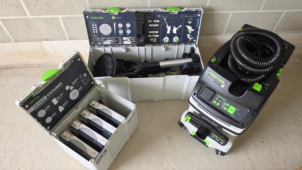 te huur: FESTOOL Langnekschuurmachine / Giraffe + Stofzuiger, Doe-het-zelf en Bouw, Ophalen, Gebruikt, 600 tot 1200 watt, Excentrische schuurmachine