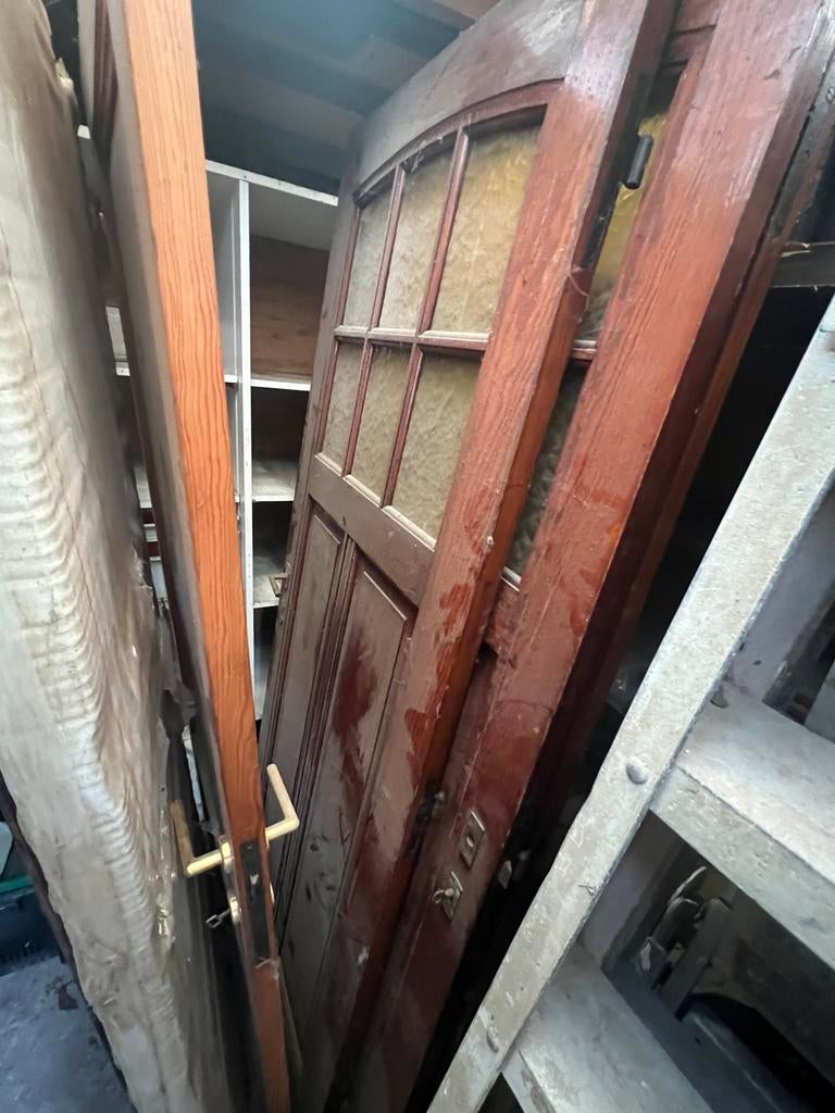 3 volhouten deuren met glaswerk - gebruikt, Doe-het-zelf en Bouw, Ophalen, Gebruikt, Glas, 80 tot 100 cm