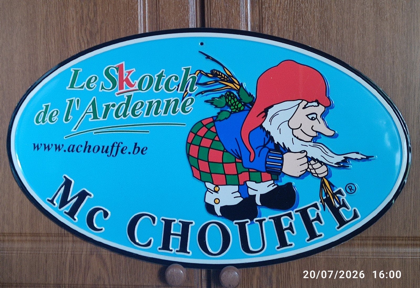 Ancienne plaque en métal Mc CHOUFFE Le Skotch de l'Ardenne., Enlèvement ou Envoi, Utilisé, Panneau, Plaque ou Plaquette publicitaire