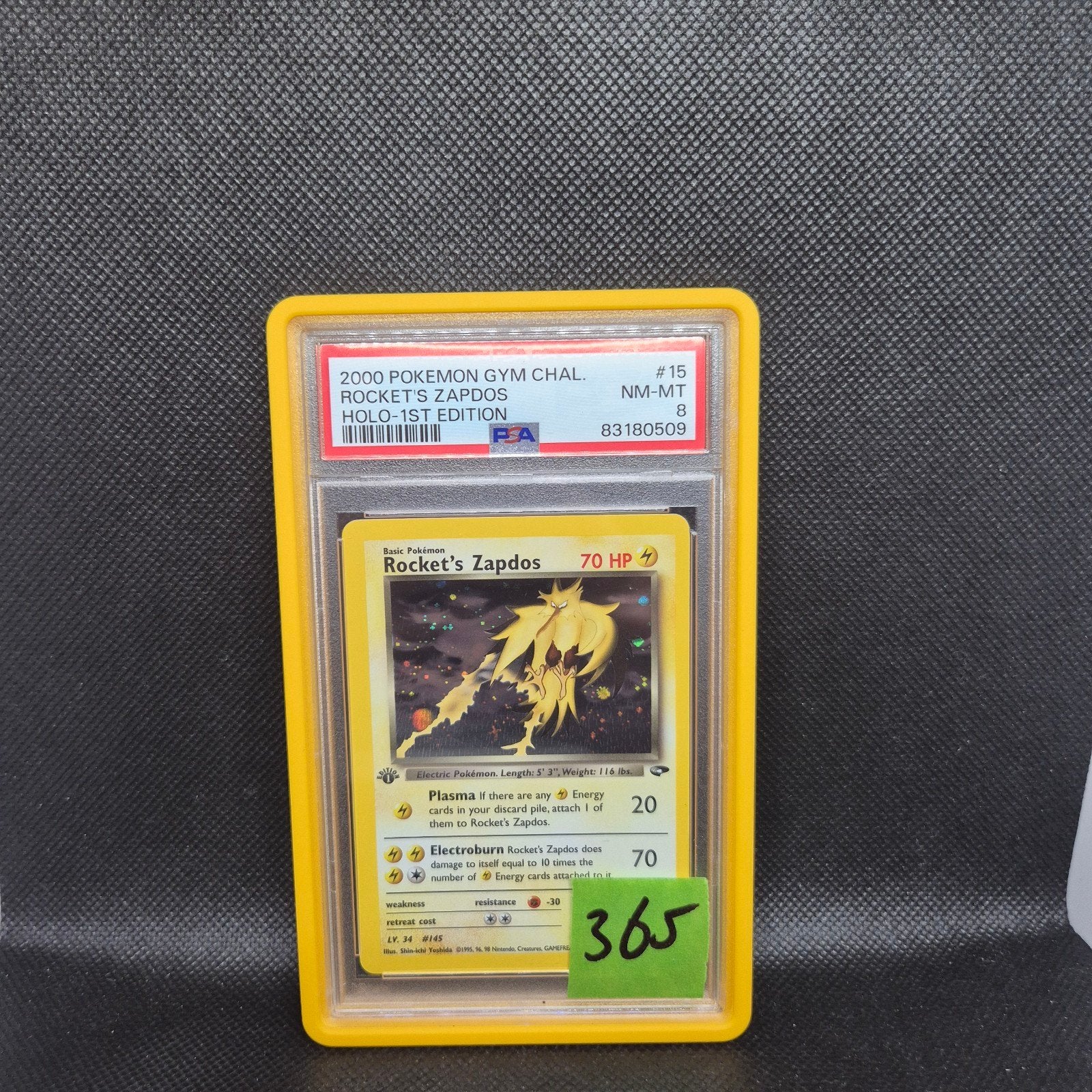 Rockets Zapdos Holo 1st Edition Gym Challenge PSA 8, Enlèvement ou Envoi