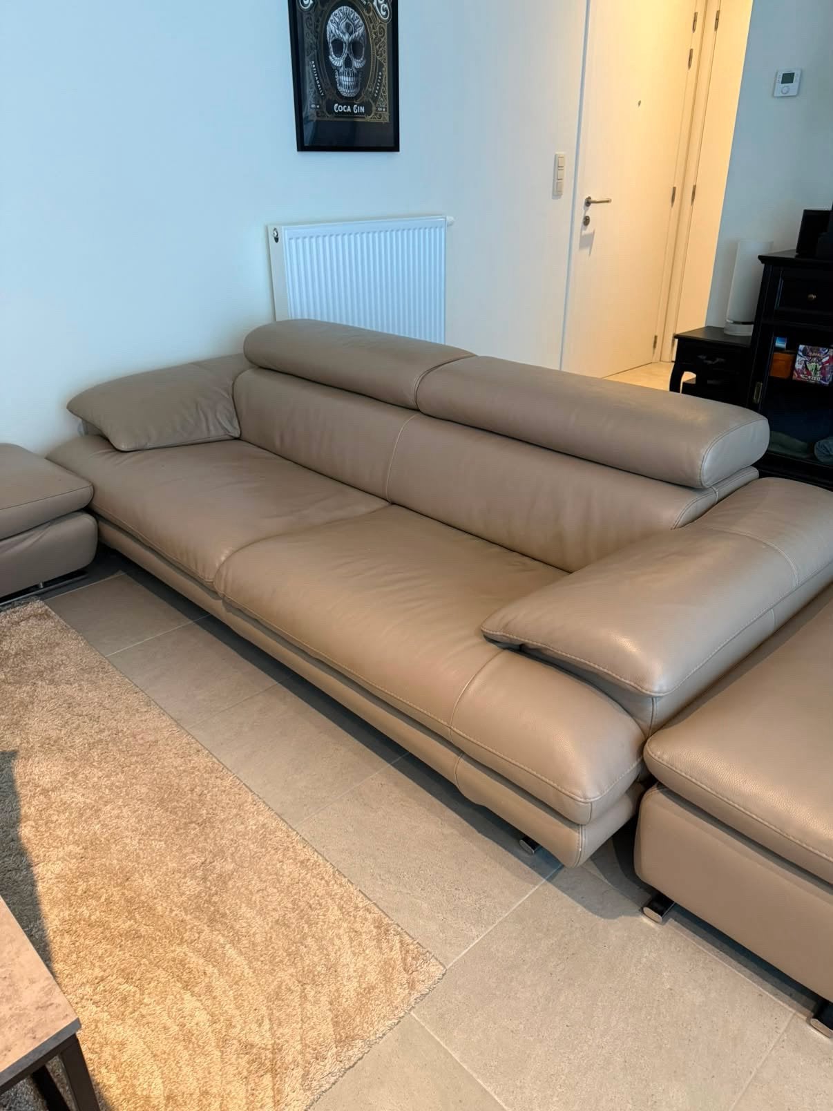 Lederen zetel met bijzetstukken voor benen, Enlèvement, Utilisé, Cuir