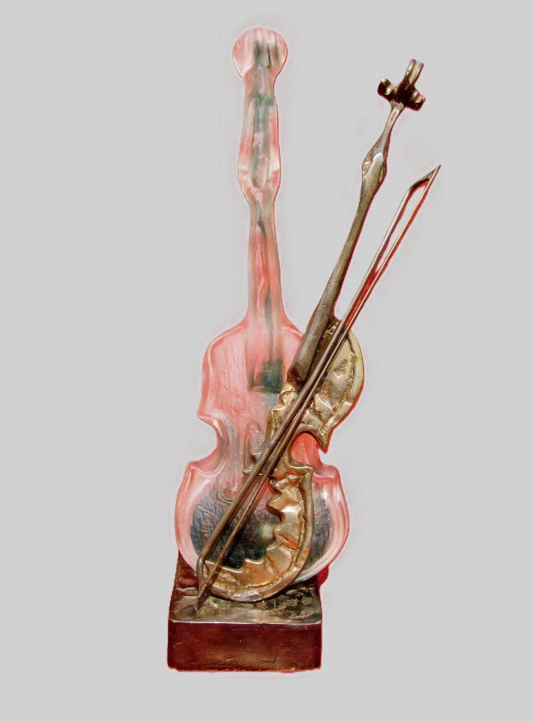 Yves Lohé - viool - Brons & paté de verre., Antiek en Kunst, Ophalen, Brons, Beeld
