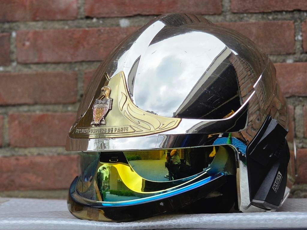 Brandweerhelm brandweer MSA F1xF Frankrijk Paris casque pomp, Ophalen of Verzenden