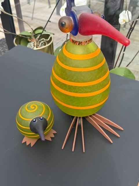 KUNSTWERK DESIGN GLAS VOGEL MOEDER KUIKEN ALS NIEUW, Ophalen