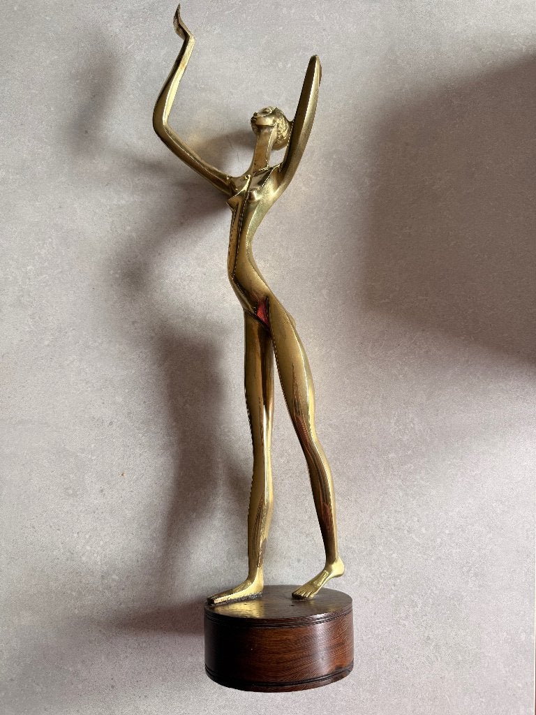 Sculpture en laiton massif de 1988- Zaïre, Antiek en Kunst, Antiek | Brons en Koper, Ophalen