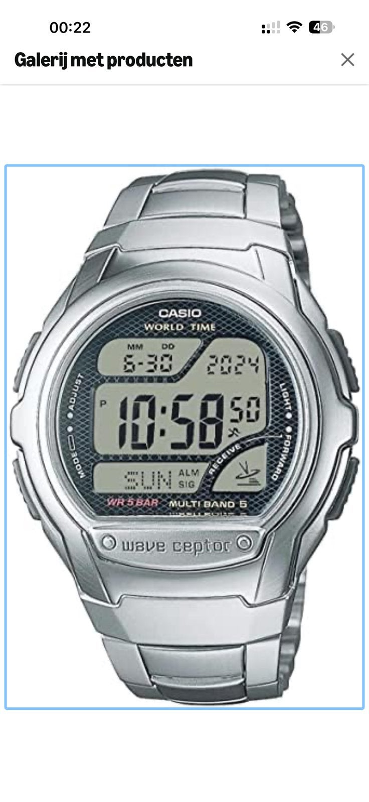 Casio wave ceptor - nieuw, Ophalen, Staal, Polshorloge, Nieuw
