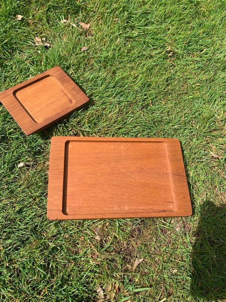 Set van 2 mid‑century houten trays, Enlèvement ou Envoi