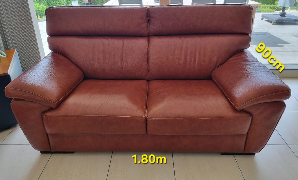 Zetel 2 zit leder cognac, Enlèvement, Utilisé, Deux personnes, Cuir