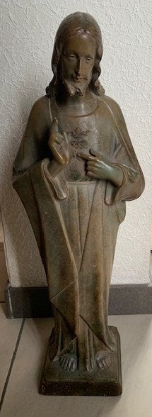 Grande Statue Christ Sacré-Cœur - G. Marton - Art déco 54 cm, Enlèvement