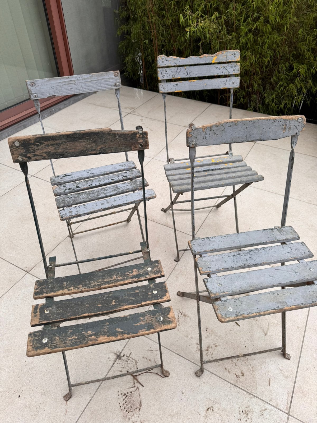 Lot de 4 chaises de brasserie à restaurer, Enlèvement, Comme neuf