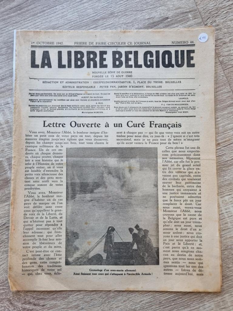 Belgisch Verzet Krant La Libre Belgique, Ophalen of Verzenden, Landmacht, Boek of Tijdschrift