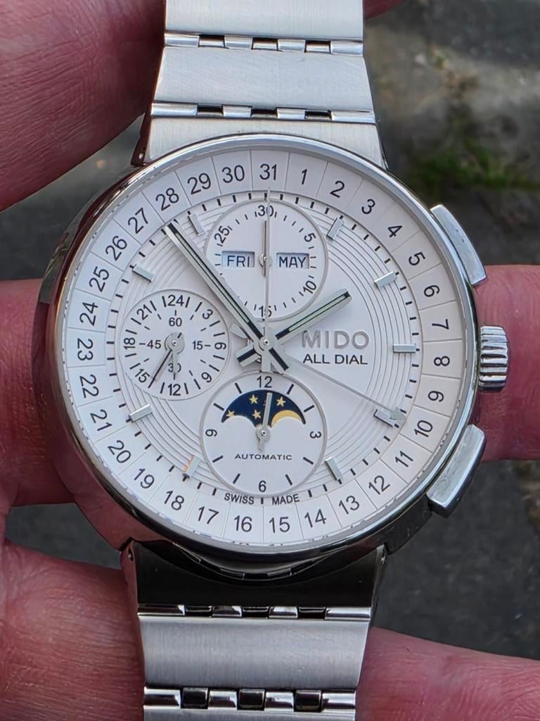 Mido All Dial moonphase, Ophalen of Verzenden, Staal, Staal, Breitling