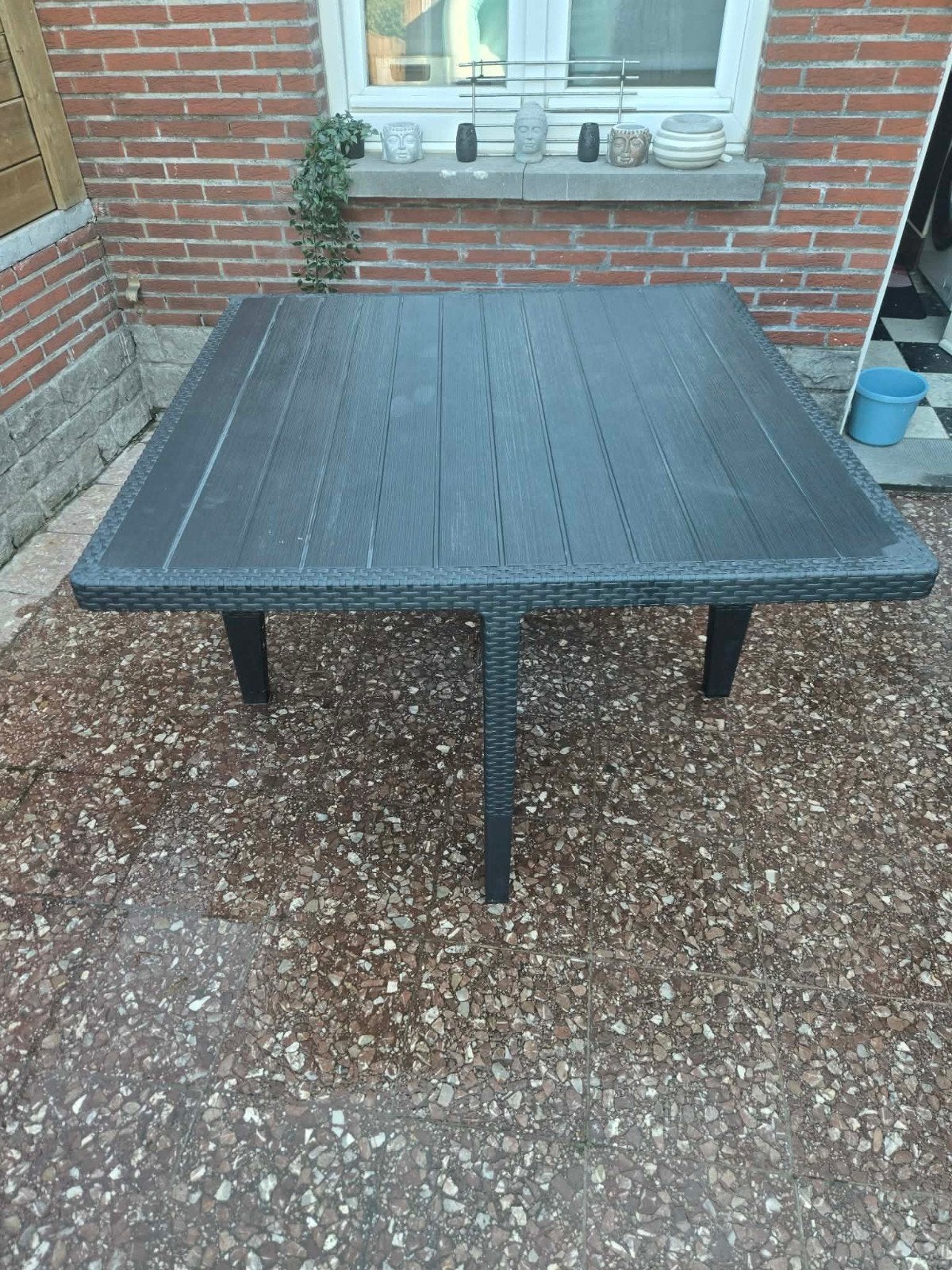 table et chaises de jardin, Tuin en Terras, Ophalen, Zo goed als nieuw, Vierkant, Kunststof