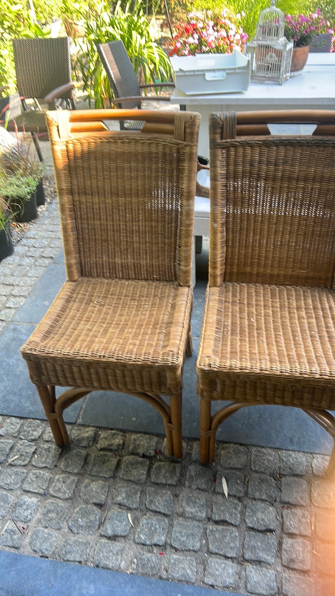 2 Rieten stoeltjes, Tuin en Terras, Ophalen, Gebruikt